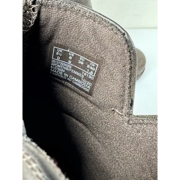 CLARKS Chocolate Brown Leather Heeled Ankle Boots Size 8 - Picture 4 of 11